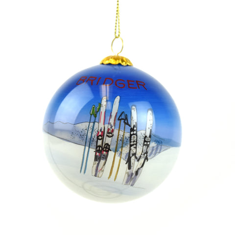 Bridger Ski Lodge Ski's and Poles in Snow Christmas Ornament by Art Studio Company  at Montana Gift Corral