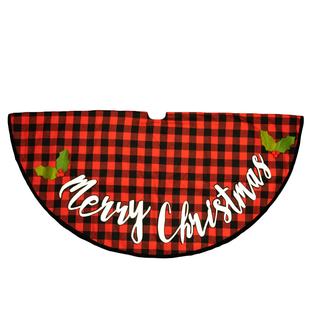 Buffalo Check Fabric Tree Skirt by Transpac Imports