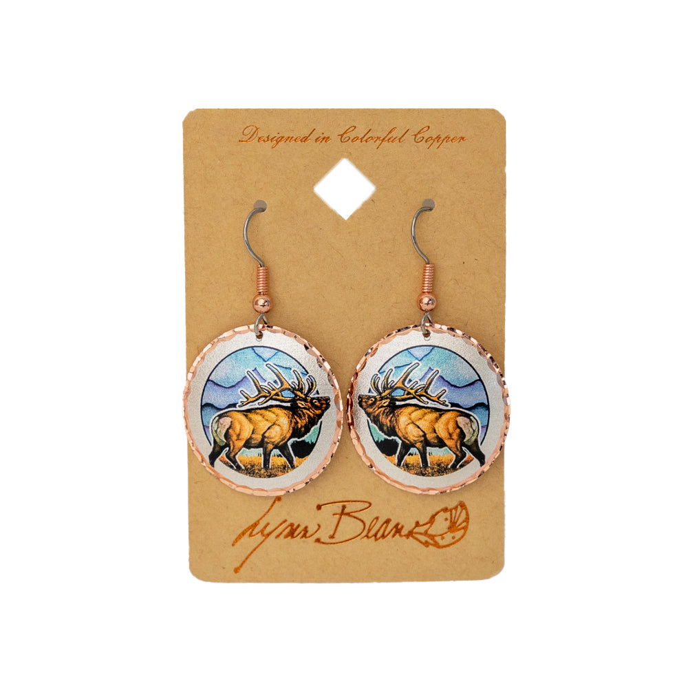The Elk Round Earrings by Lynn Bean is like having tiny paintings hanging from your ears.