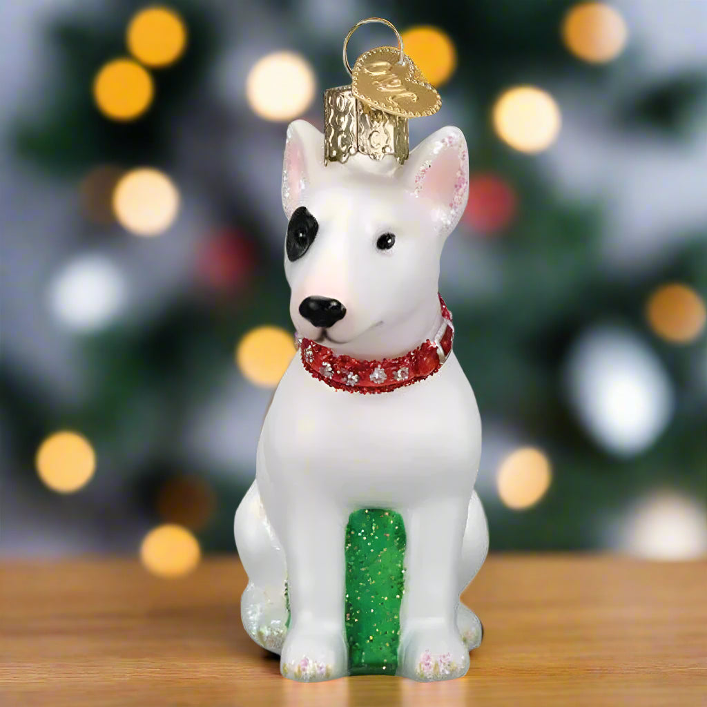 Bull Terrier Glass Ornament