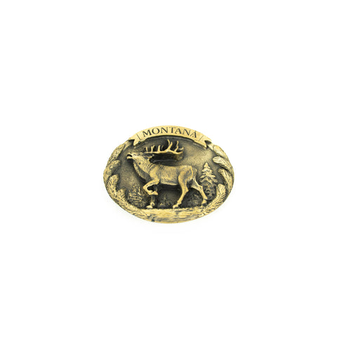 Montana Bugling Elk Brass Belt Buckle by Colorado Silver Star