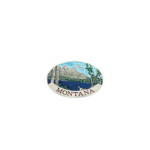 Painted Montana Scene Belt Buckle by Colorado Silver Star