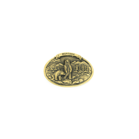 Montana Scene Standing Bear Cast Brass Belt Buckle by Colorado Silver Star