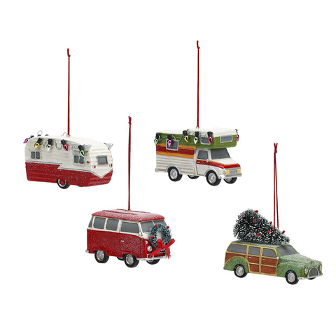 Boasting four different auto-themed designs, the Assorted Camper Ornaments by Demdaco add some vintage-level finesse to the holiday feel of any home