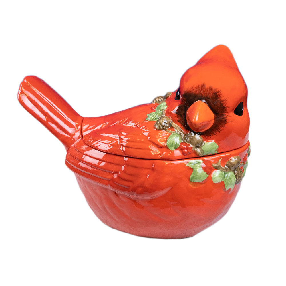 The Cardinal Cookie Jar by Transpac Imports is the perfect holiday cookie jar that you could almost leave out year round!