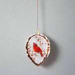 Cardinal Pinecone Glass Ornament