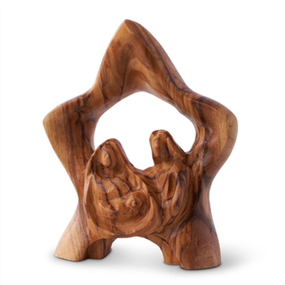 Holy Family Carved Under Star by Earthwood