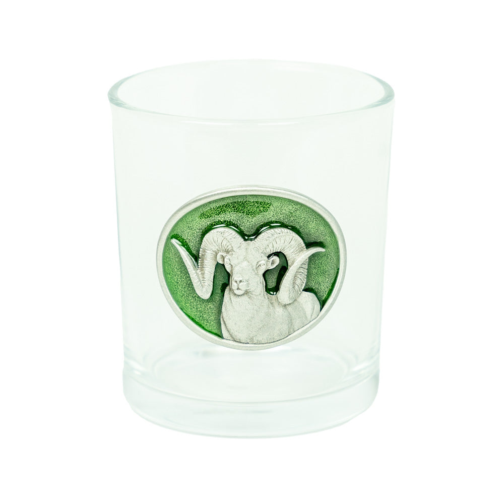 Crafted by renowned pewter experts, the Chadwick Ram Enamel Green Double Old Fashioned Glass by Heritage Metalworks is proudly assembled in the USA!