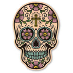 Cross Sugar Skull Wood Sticker