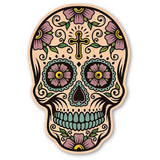 Cross Sugar Skull Wood Sticker