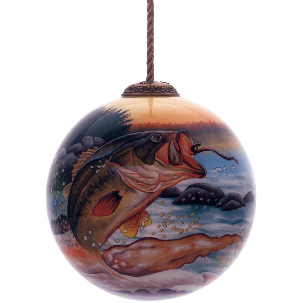 The Dallen Lambson Strike Force Ornament by Inner Beauty features a gorgeous largemouth bass flying through the air.