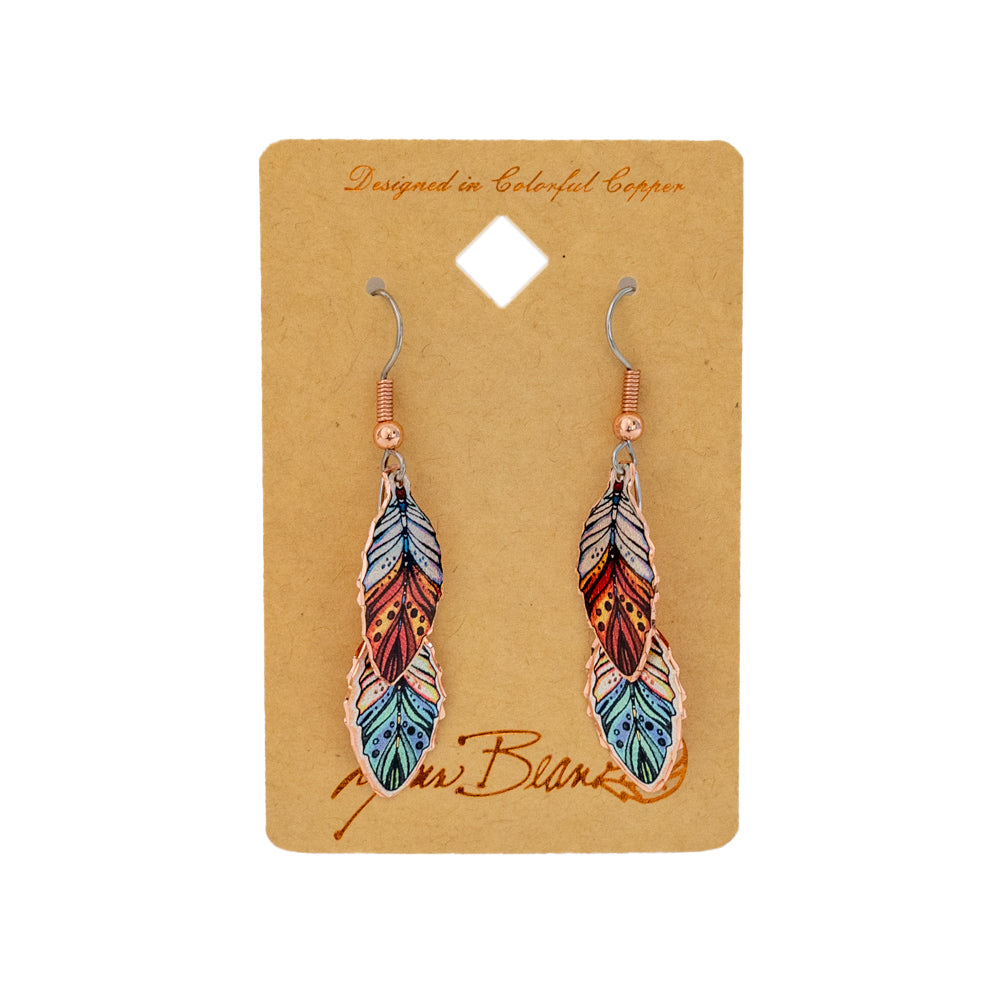 The Double Dangle Brown and Blue Feather Earrings by Lynn Bean will have you feeling as free as a bird!