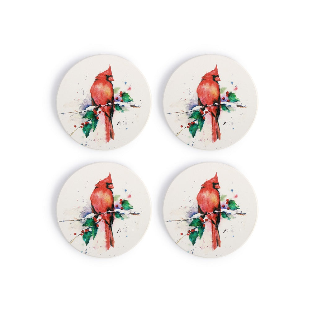 Dean Crouser Cardinal & Holly Coaster Set