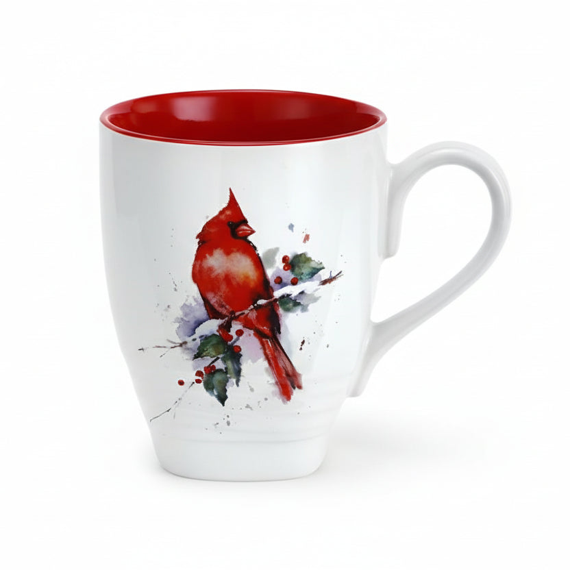Dean Crouser Cardinal and Holly Holiday Mug