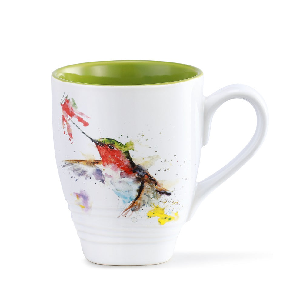 Spring Flowers with Hummingbird Fine Porcelain Latte Cups Tea Set