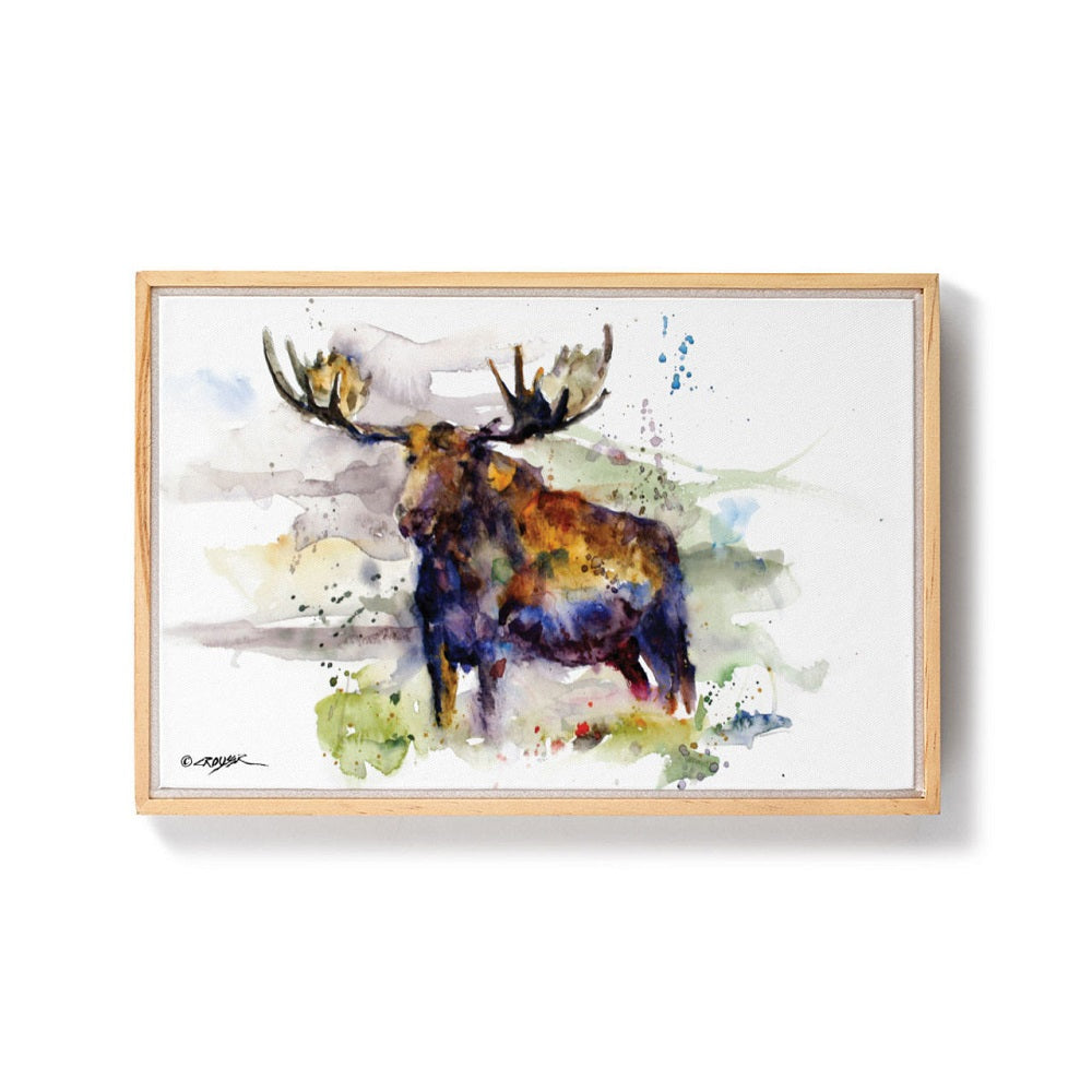 The Dean Crouser Moose Framed Canvas Wall Art by Demdaco features another stunning piece painted by master watercolorist, Dean Crouser.