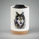 Enjoy the colorful and stylish art of Dean Crouser while you sip a warm drink with the Dean Crouser Cork Bottom Bone Tumbler by Demdaco.