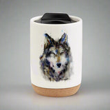 Enjoy the colorful and stylish art of Dean Crouser while you sip a warm drink with the Dean Crouser Cork Bottom Bone Tumbler by Demdaco.