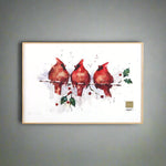 Three Round Cardinals Dean Crouser Holiday Wall Art by Demdaco