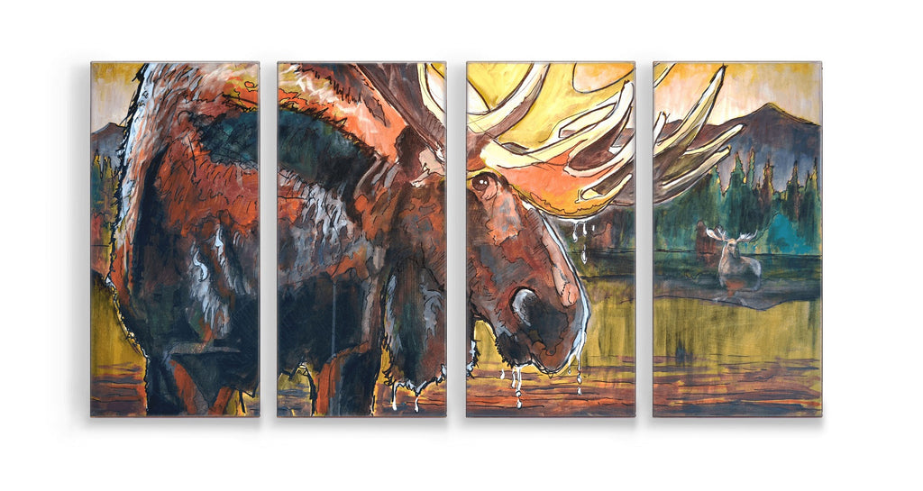 Ed Anderson 4-Panel Old Moose Box Art by Meissenburg Design at Montana Gift Corral