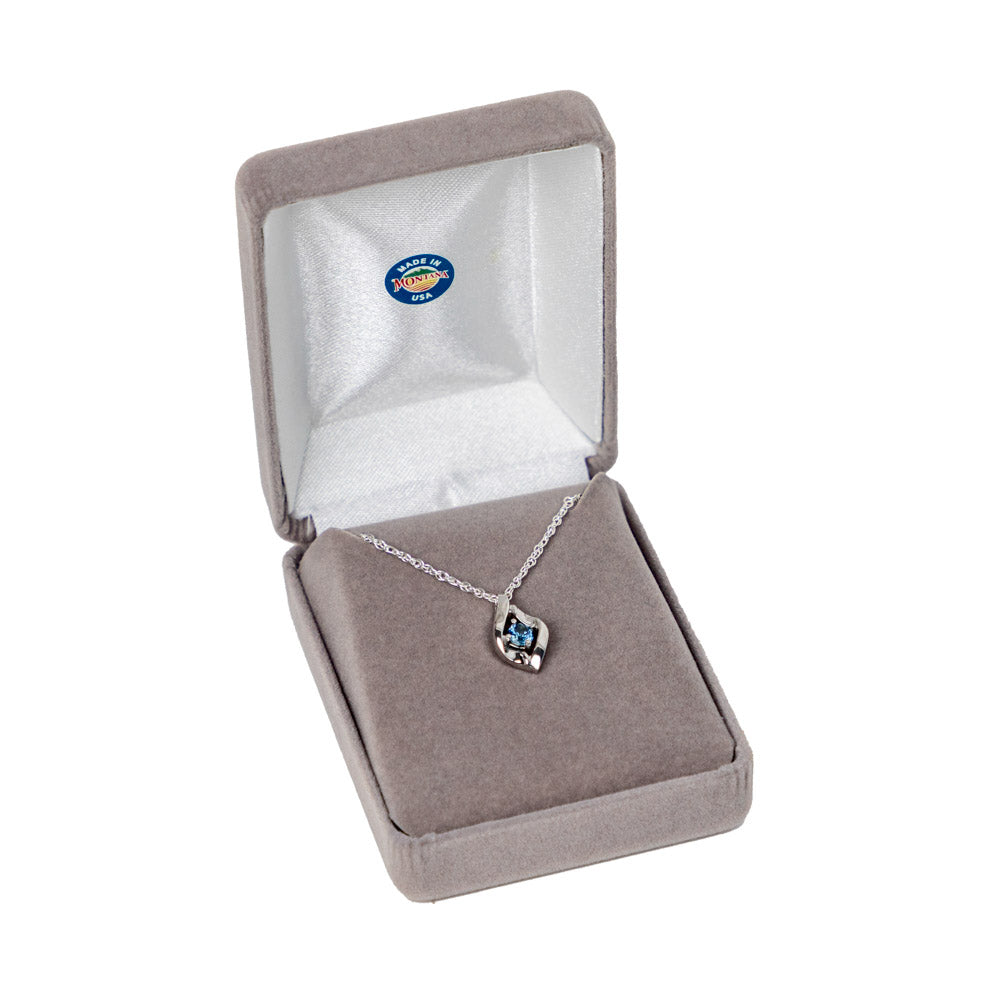 Encased Montana Sapphire Sterling Silver Pendant