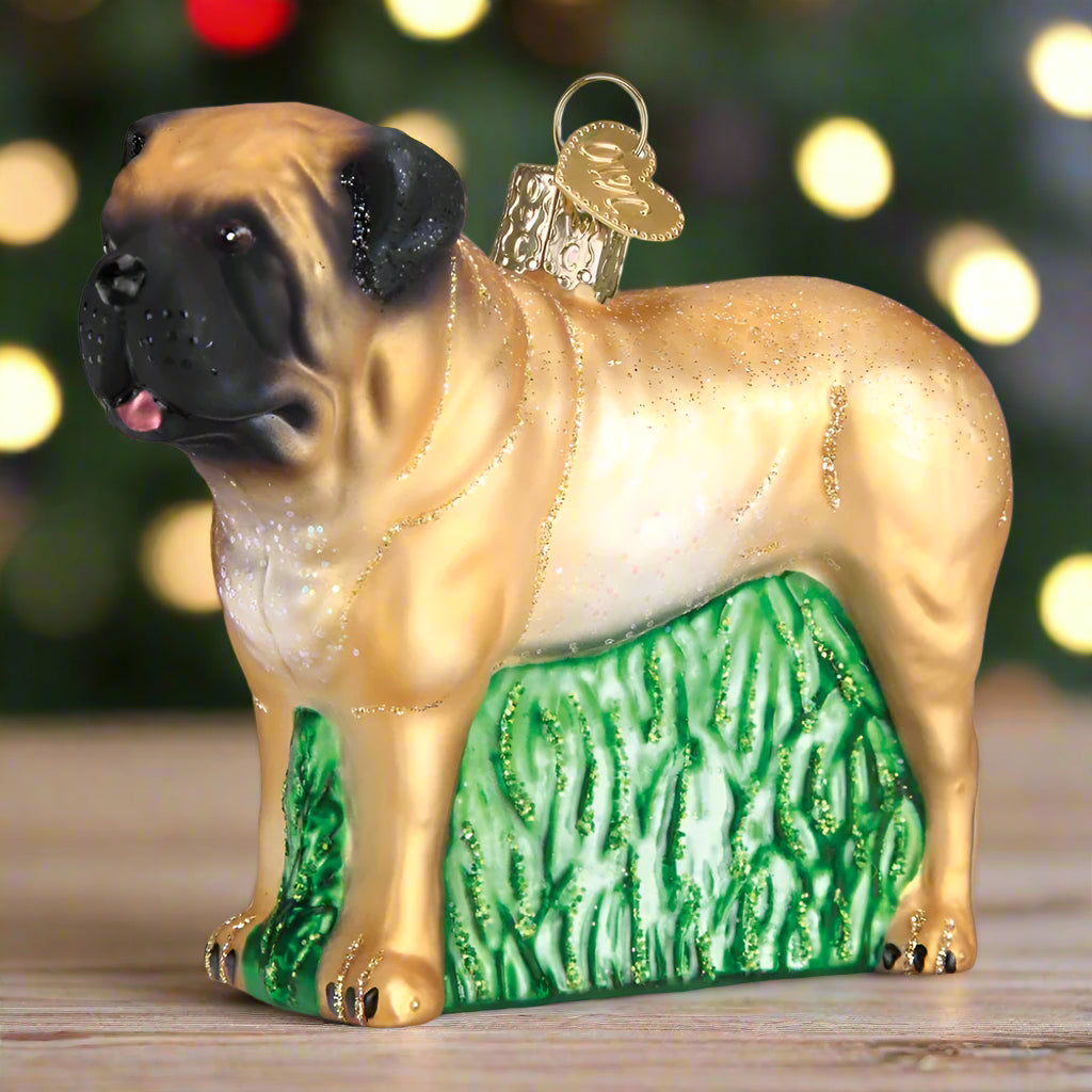 English Mastiff Glass Ornament