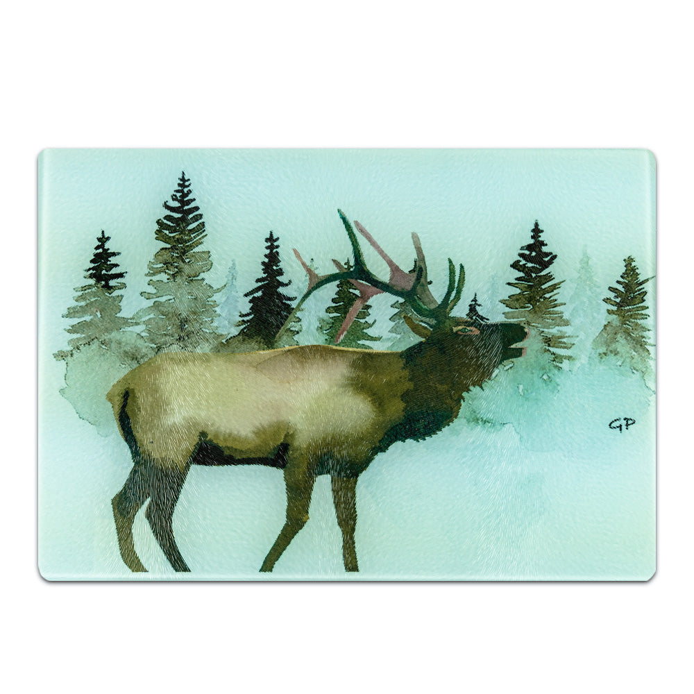 The Evergreen Elk Cutting Board by G.P. Originals is made of tempered textured glass which contains no grooves for bacteria to get stuck in!