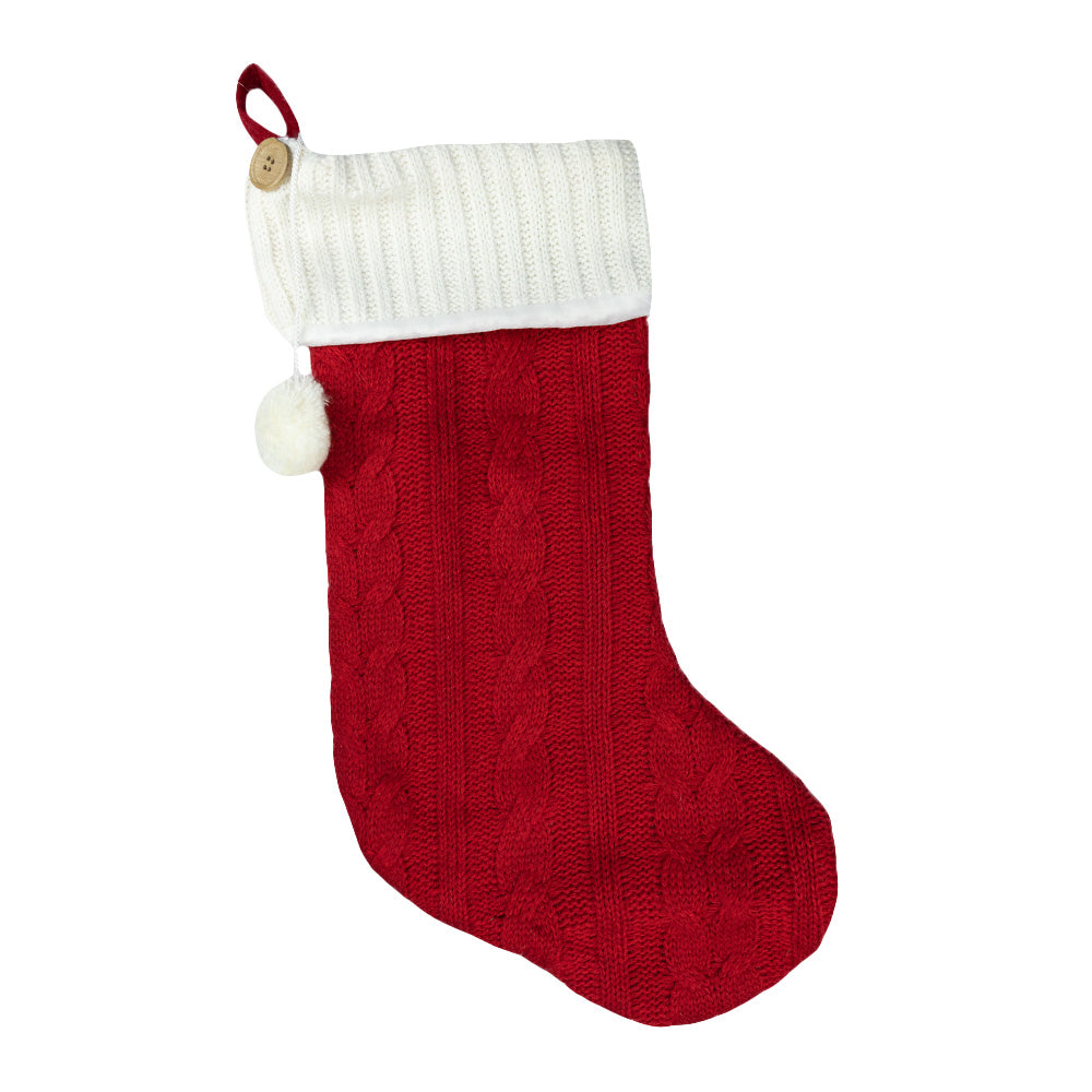 Keep it classic this Christmas with the Fabric Knit Traditional Stocking by Transpac Imports.