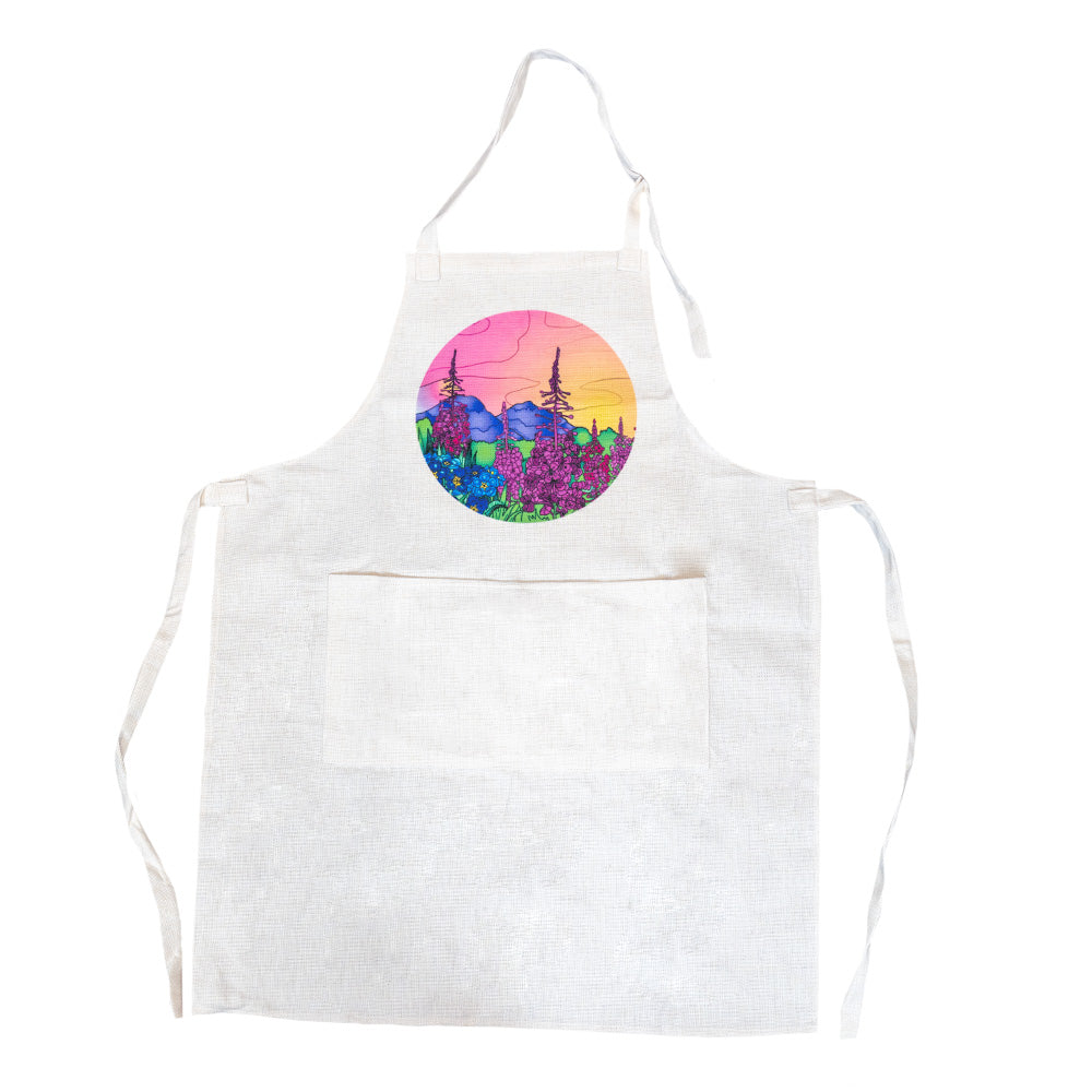 Fireweed Field Circle Burlap Apron with Pockets