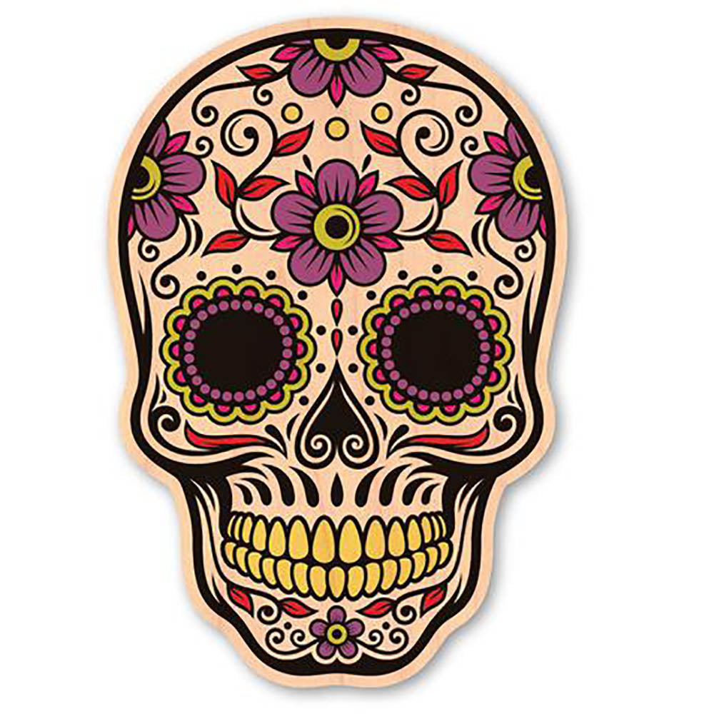 Flower Sugar Skull Wood Sticker