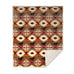 Free rein sherpa throw blanket by carstens features a light brown background with western design in light cream, with orange and red detail and brown horses