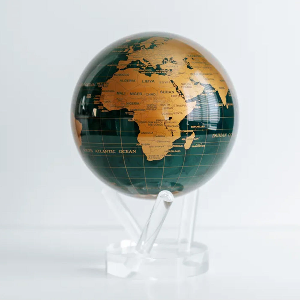 Gold Terrestrial and Dark Green Ocean MOVA Globe – Montana Gift Corral