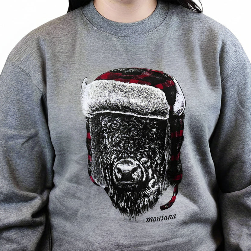 Graphite Debonair Buffalo Montana Sweatshirt by Lakeshirts