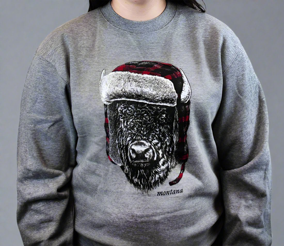 Graphite Debonair Buffalo Montana Sweatshirt by Lakeshirts