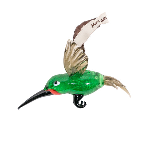 Montana Green Hummingbird Blown Glass Ornament by Art Studio Company