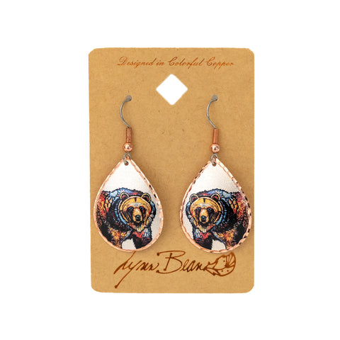 Grizzly Bear Teardrop Earrings by Lynn Bean