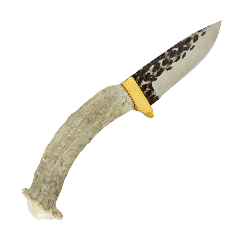 Hammered Steel Hunter Knife by K.S. Antler