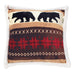 Hinterland Pillow by Carstens features a brown off white and light brown color with red snowflakes, black bears, and off white western design details