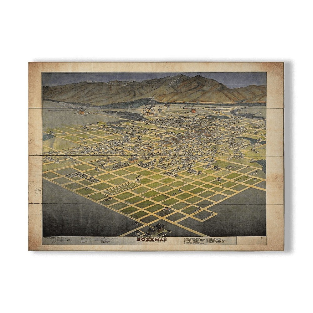 Great River Arts Wood Map of Bozeman by Meissenberg Designs (2 sizes)