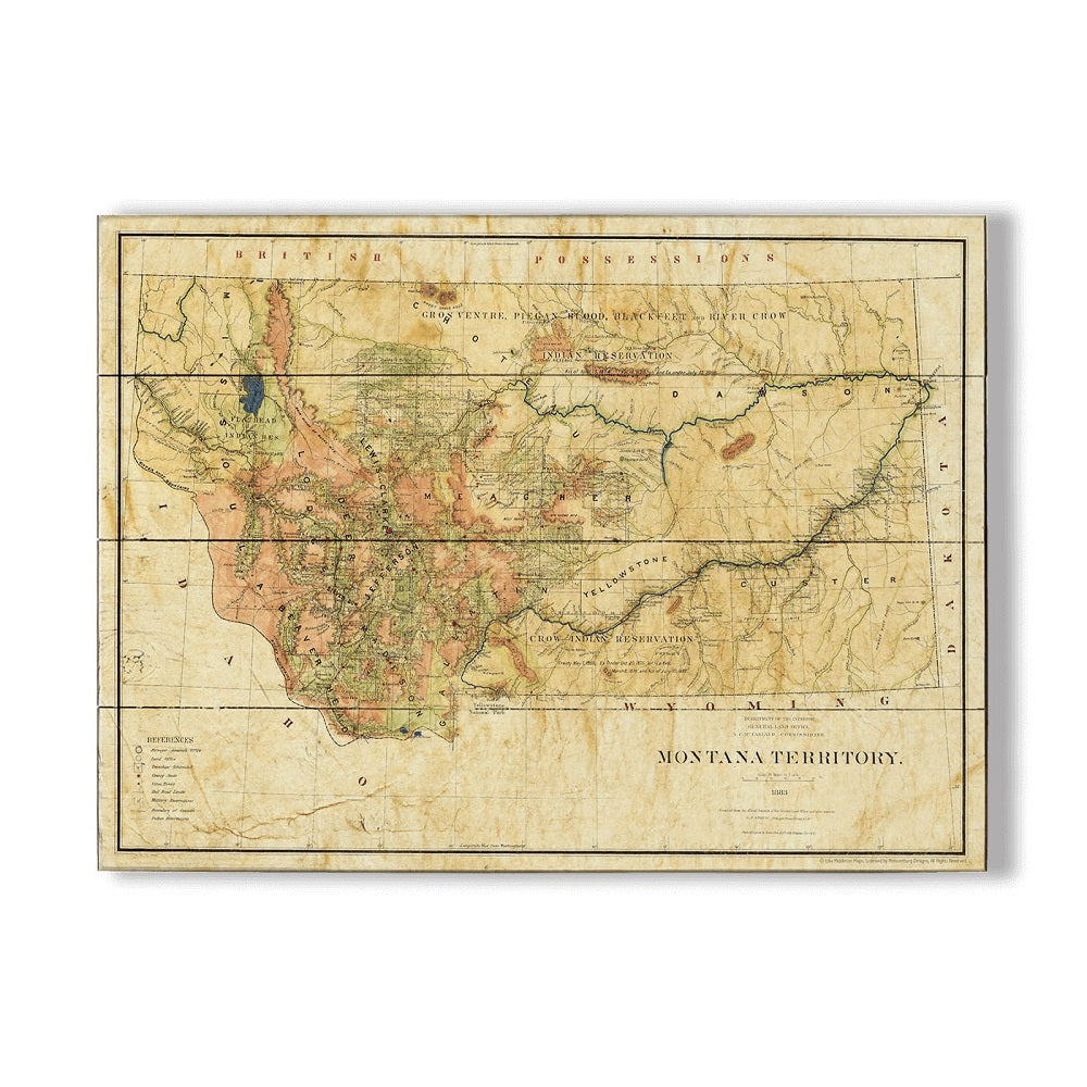 Historic Wood Montana Territory Map by Lisa Middleton from Meissenburg Designs at Montana Gift Corral