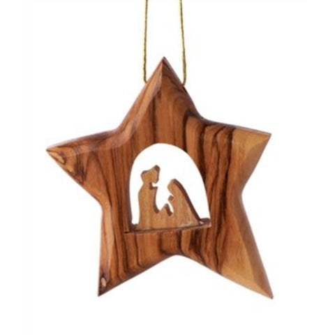 Holy Family Thick Star Ornament by EarthWood - wooden Christmas ornaments