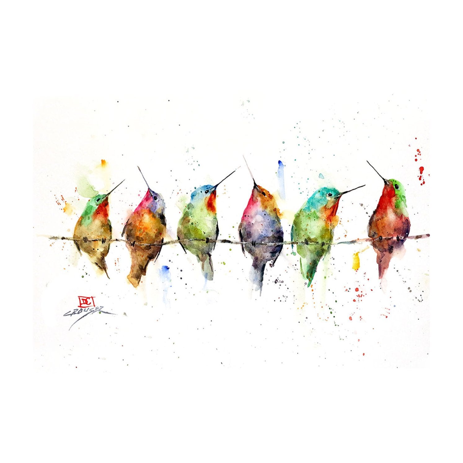 Dean Crouse Hummers on a Wire Greeting Card