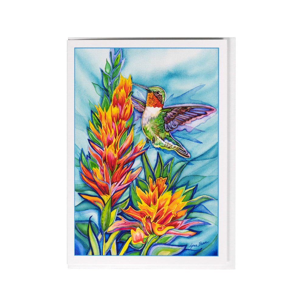 Humming Bird and Flower Card by Lynn Bean