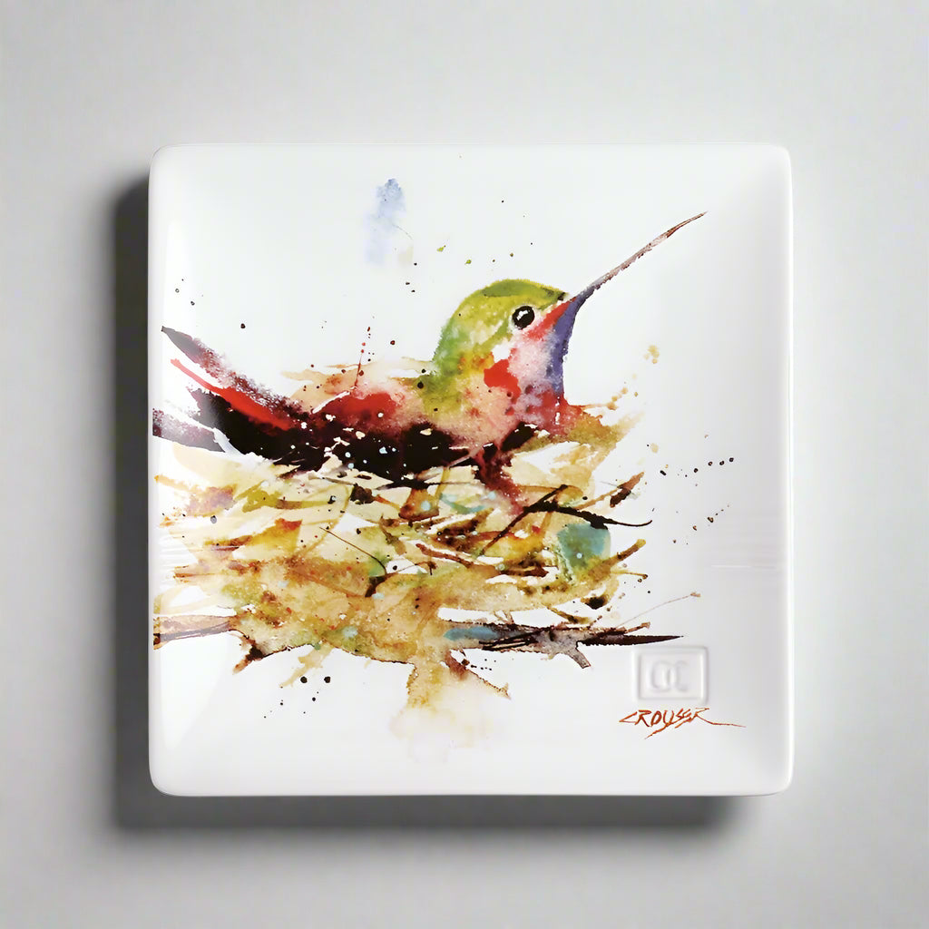 Dean Crouser Hummingbird in Nest Snack Plate