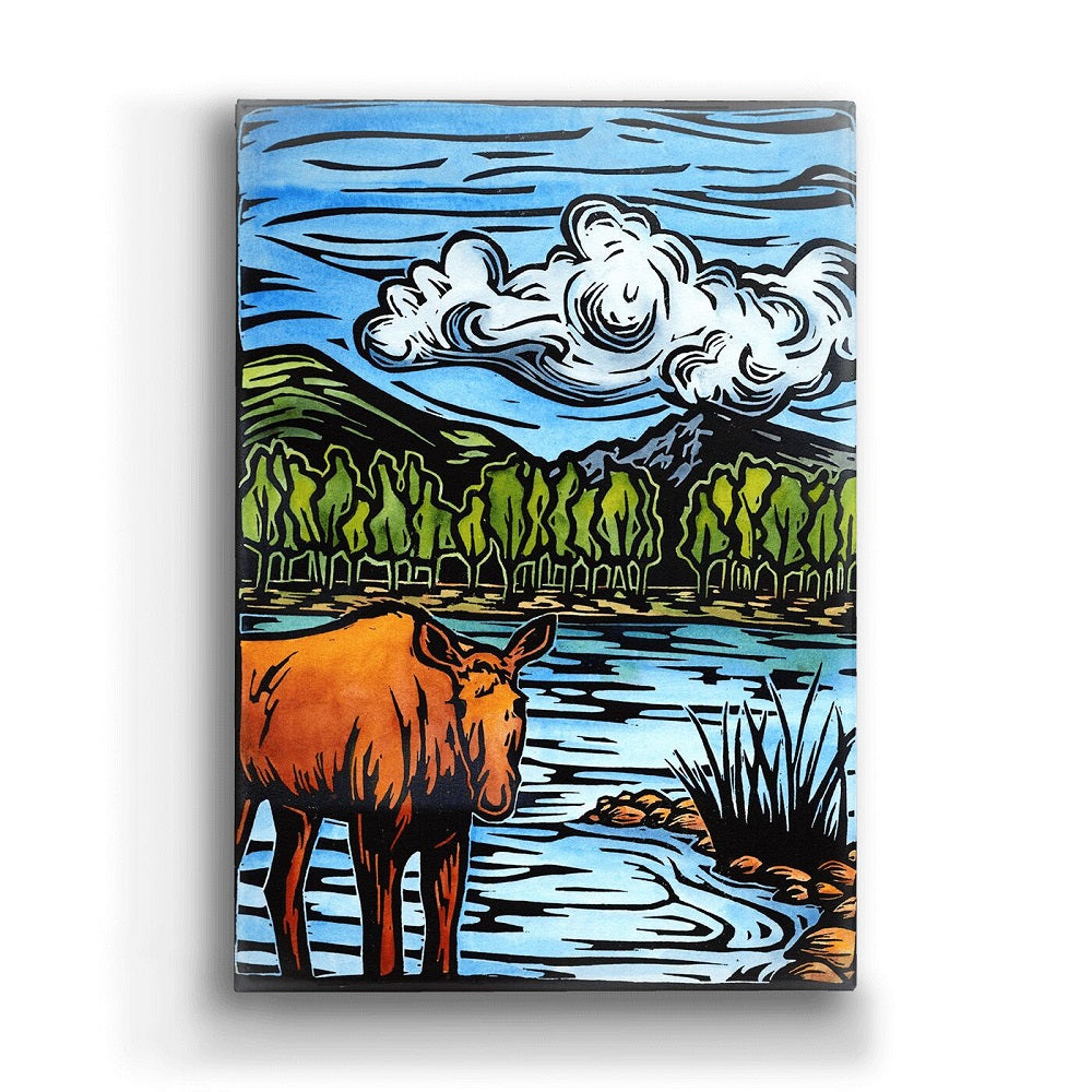 Karen Savory Summer Moose Metal Box Wall Art by Meissenburg Designs