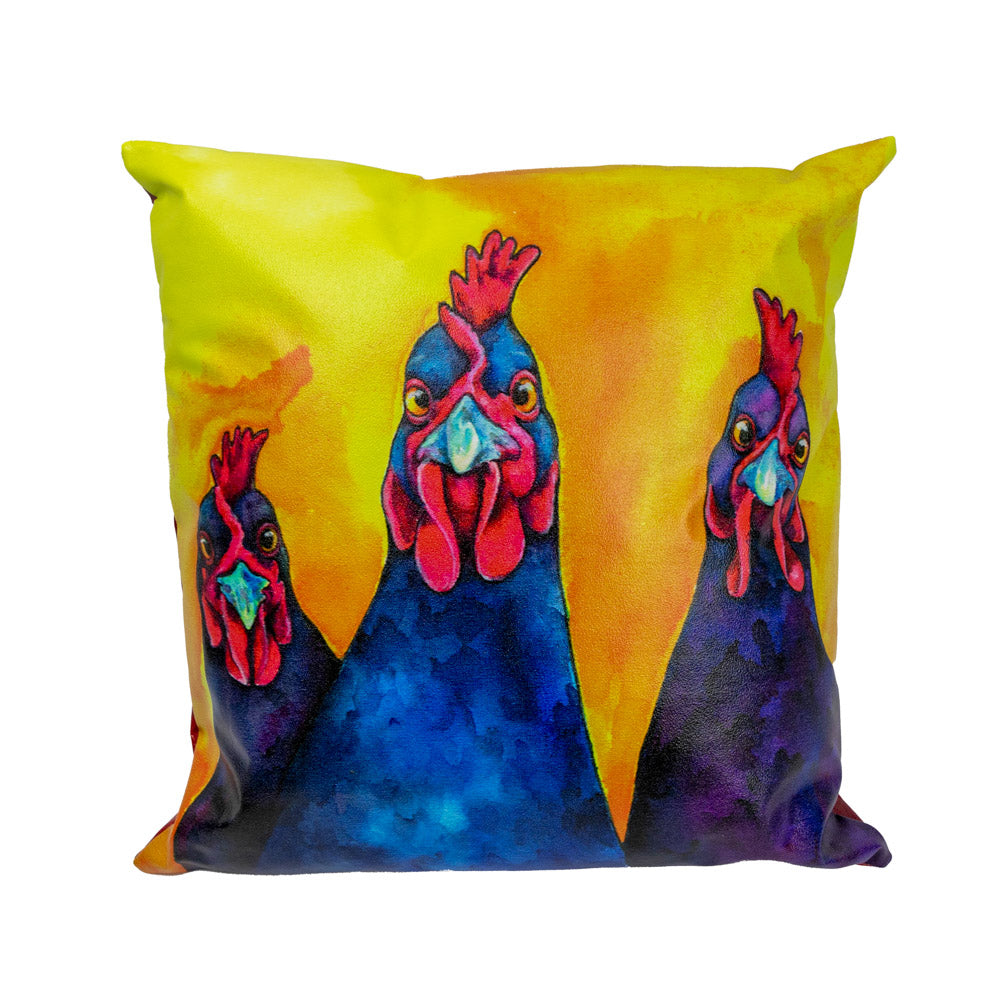 Karen Savory The Girls Three Chickens Pillow