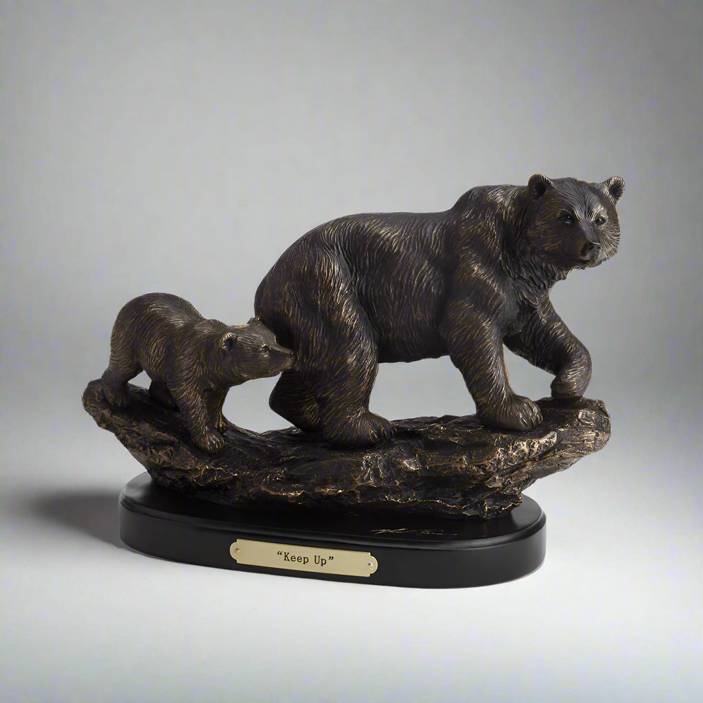 Keep Up Bear with Cub Sculpture by Marc Pierce