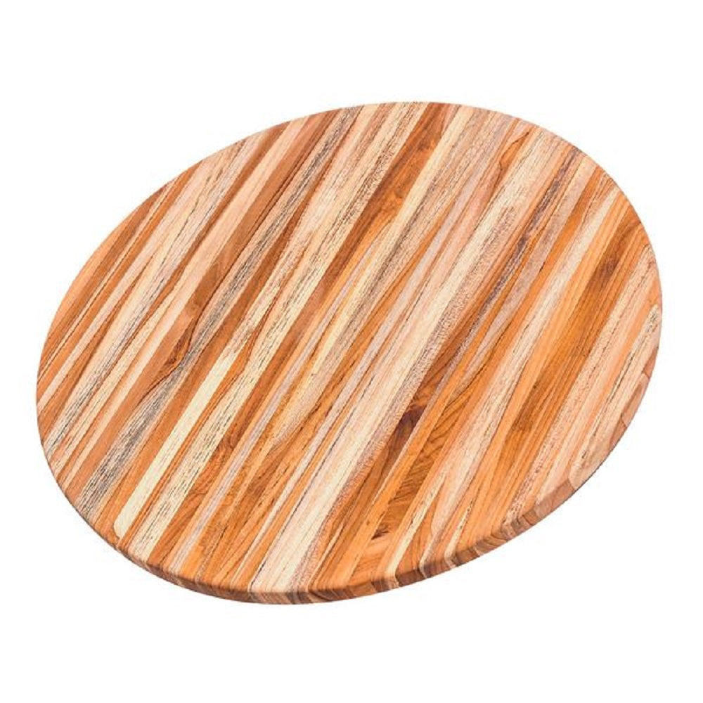 Don't worry about being a square party host with the Large Round Cutting and Serving Board by Teak Haus! 
