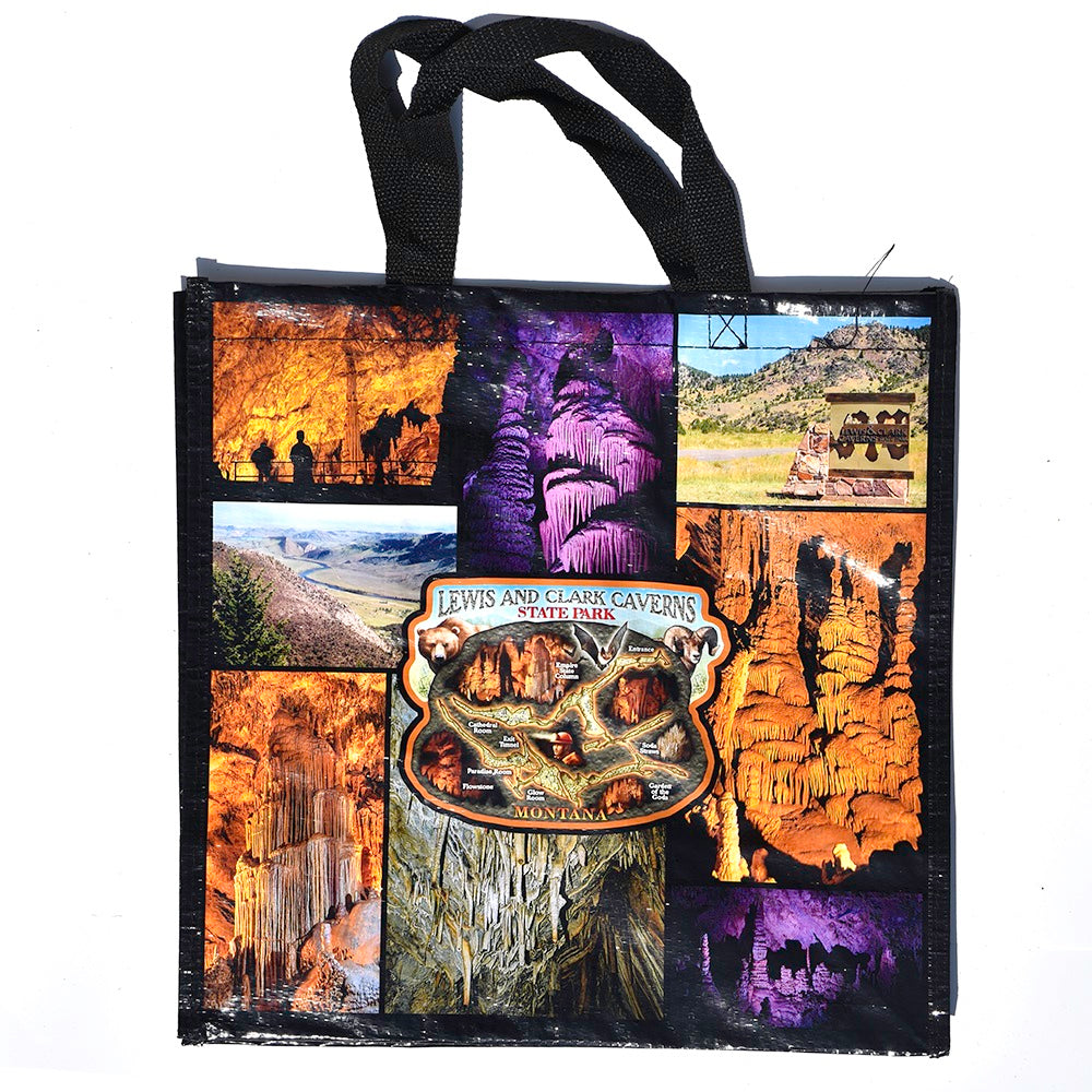 Lewis and Clark Caverns State Park Full Color Collage Tote Bag from The Hamilton Group at Montana Gift Corral