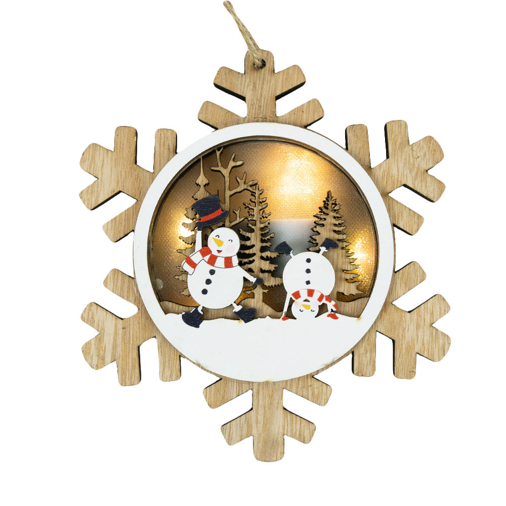Lighted Wood Snowflake Ornament